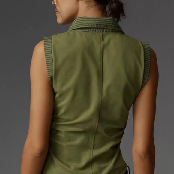 Anthropologie Pilcro Varsity Polo Tank NWT Color: Dill Size: M - Picture 2 of 8